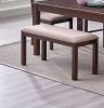 Contemporary Antique Cherry 6pc Dining Set Table And 4x Side Chairs 1x Bench Melamine Table Top Fabric Cushion Seats Chairs Solid wood Dining Room Fur