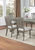 Dining Table 6x Side Chairs 7pcs Dining Set Light Grey Finish Dining Room Furniture Plush Upholstered Fabric Seat Contemporary Style